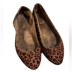 Women’s leopard print ballet flats, size 10 well worn